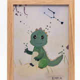 Børne stjernetegnsplakat med dino