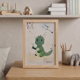Børne stjernetegnsplakat med dino